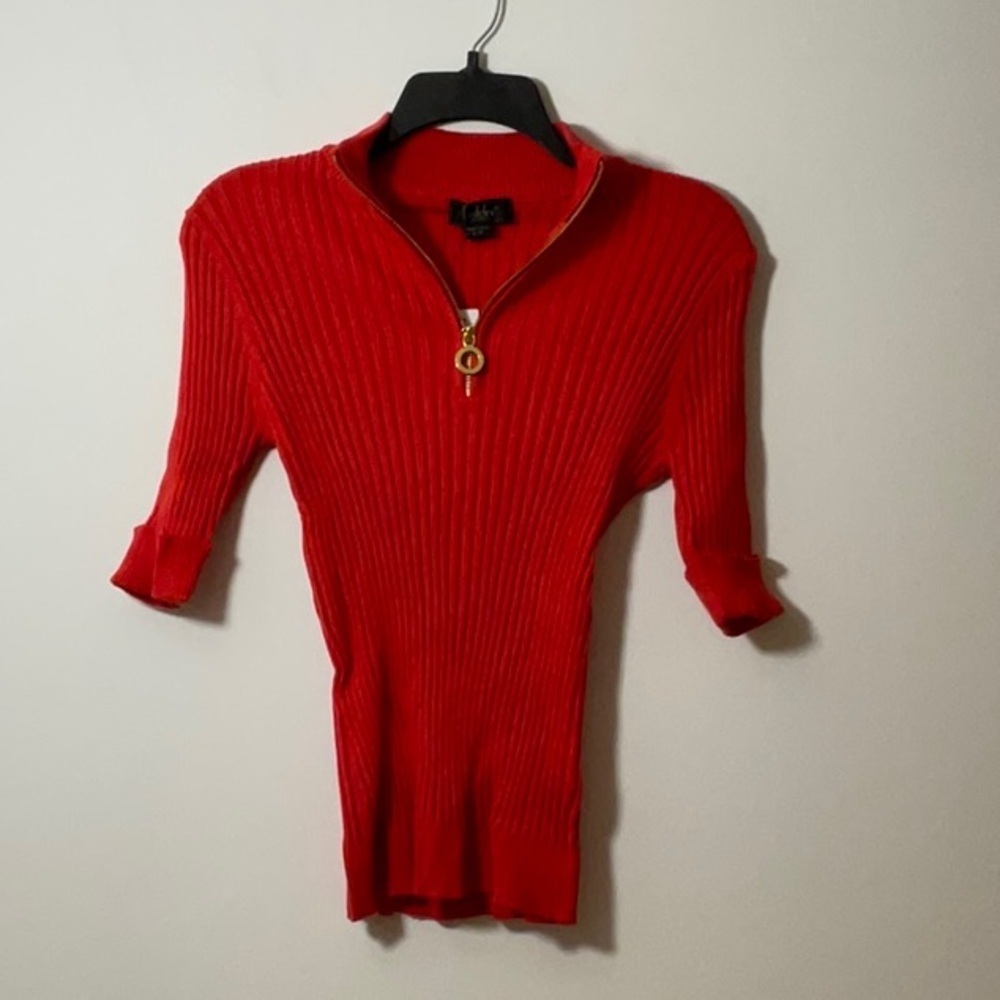 Belldini Red Cowl Neck Sweater Vibrant Ribbed Knit
